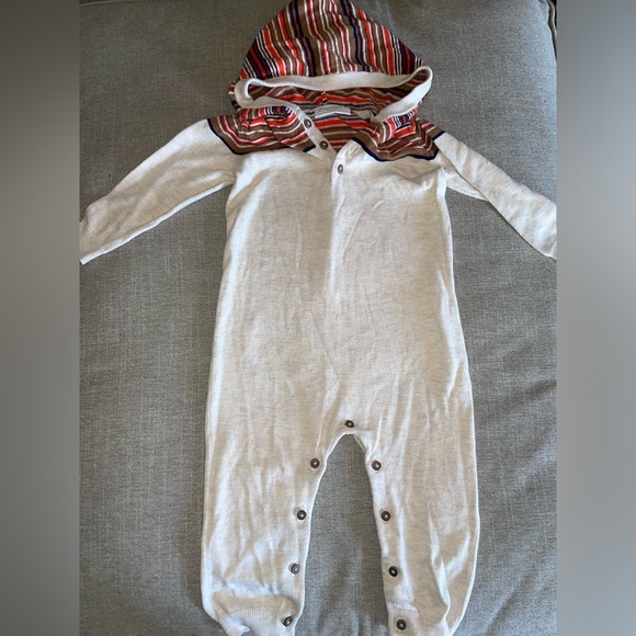 Infant knit striped print onesie hoodie - Picture 1 of 9